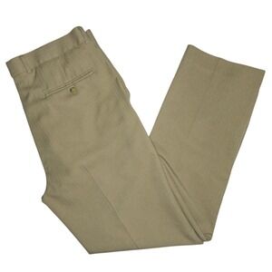 Perry Ellis Men's Dress‎ Pants 34x32 Beige Tan Khaki Fit Flat Front Polyester